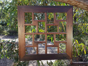 Gorgeous square multi picture frame for 16 wedding photos made in Australian Eco Friendly Recycled dark Red Gum Timber 