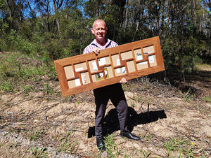 Happy Customer with a 16 opening Mid Brown Gum Colour Recycled Timber Multi Photo Collage Frame